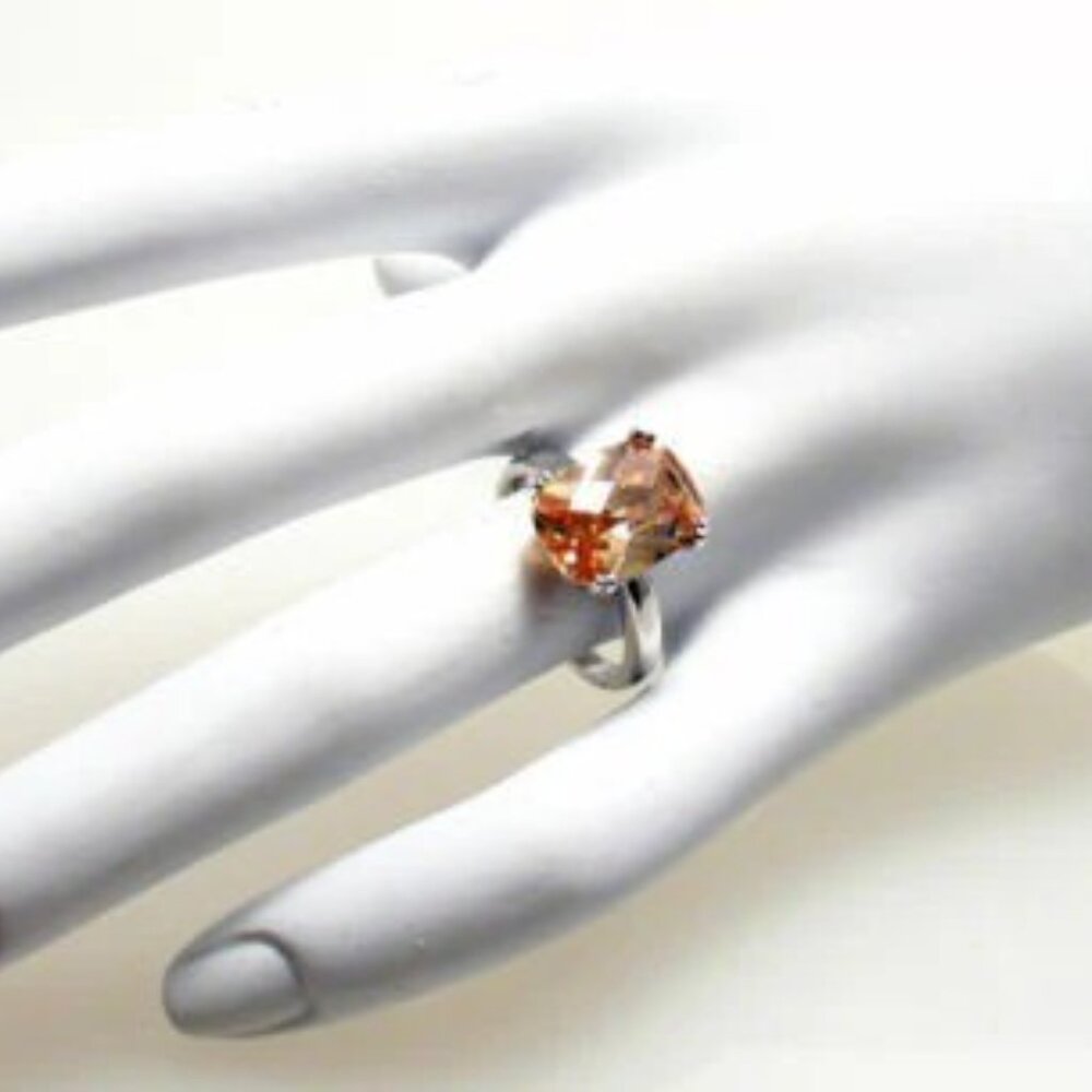 Spectacular Ring Champagne Rectangular 10x14mm Cz… - image 3